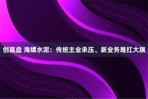 创赢盘 海螺水泥：传统主业承压、新业务难扛大旗